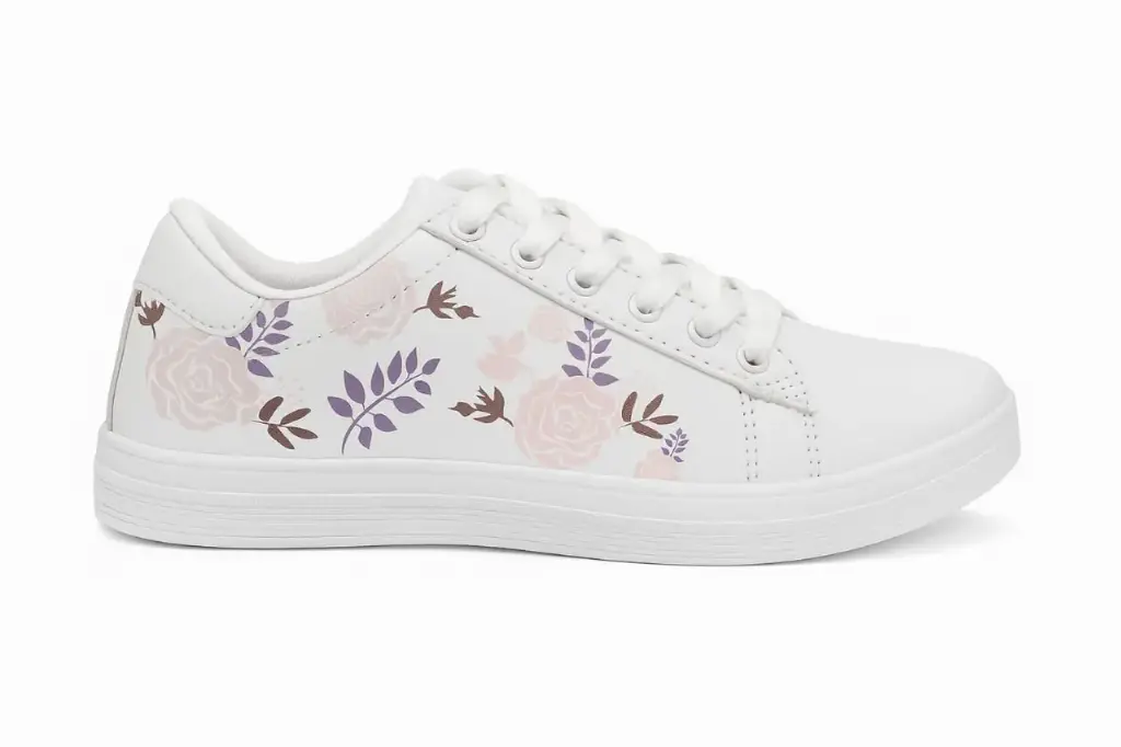 FloraStep Women’s White Floral Sneakers